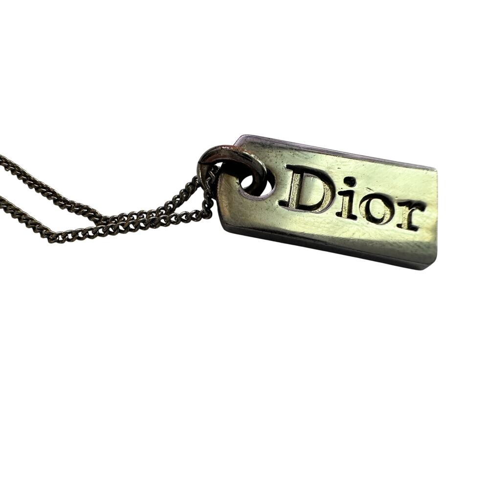 Christian Dior Dog Tag Style Necklace - Gunmetal - Picture 15 of 16